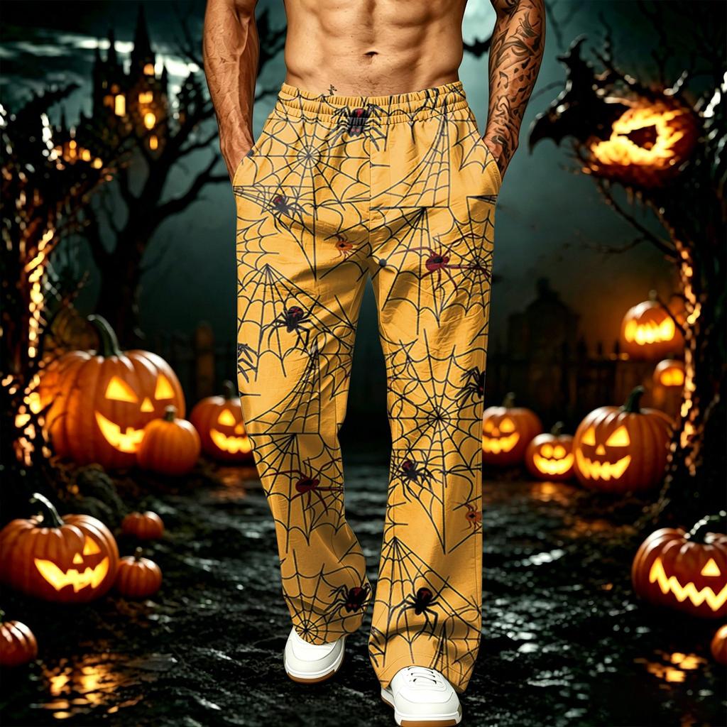 Men's Halloween Printed Sweatpants with Pockets Loose Fit Jogger Pants for Sports