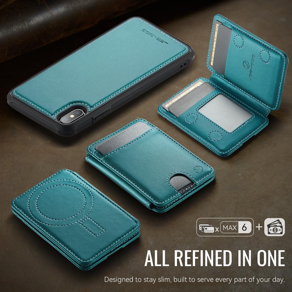 For iPhone XS 5.8 inch/iPhone X Case JEEHOOD J10  Compatible with MagSafe Leather Back Phone Cover with Detachable Card Holder Kickstand