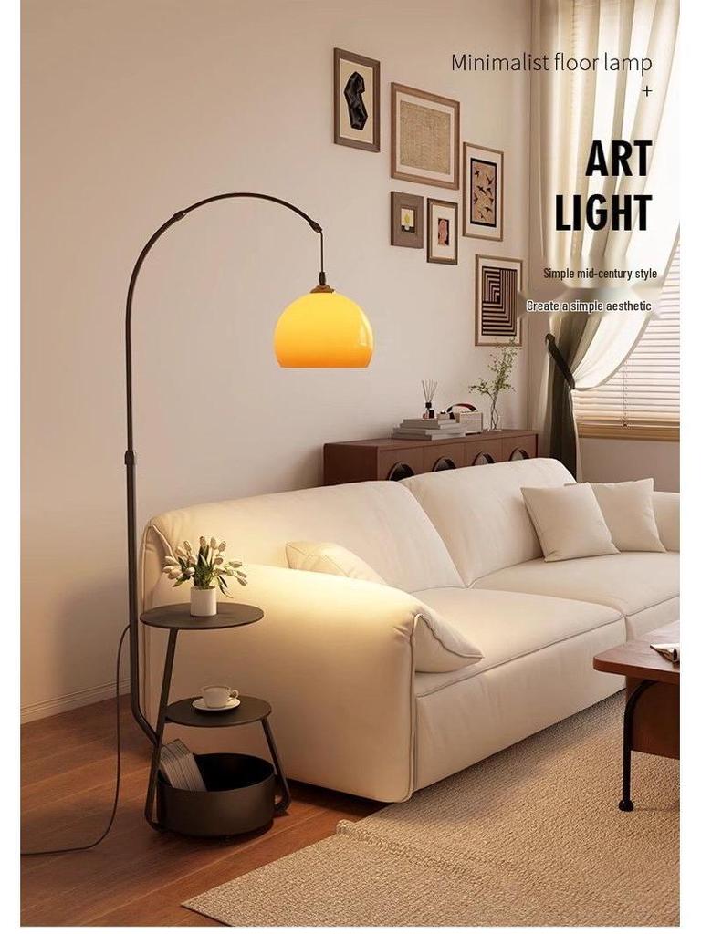 Yuzu Style Vintage Floor Lamp with Storage - Retro American Living Room, Bedroom, or Study Accent Lamp