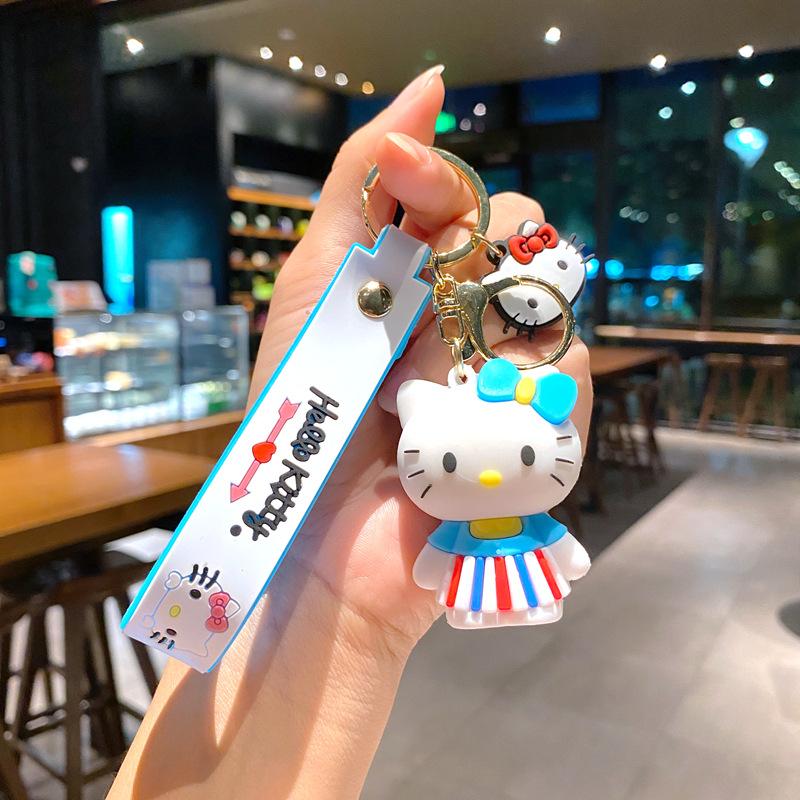 Creative Cartoon Teacup Kt Cat Keychain Hello Kitty Cute Pendant Schoolbag Pendant Girl Student Pendant