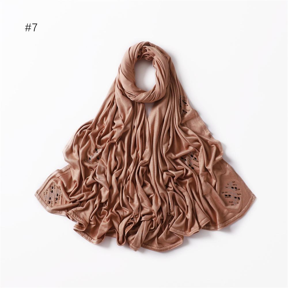 Plain Turbans Stitch Floral Diamond Jersey Hijab Scarf High Quality Thick Modal Wrap Elastic Shawl Bufandas Muslim Caps 170*70Cm