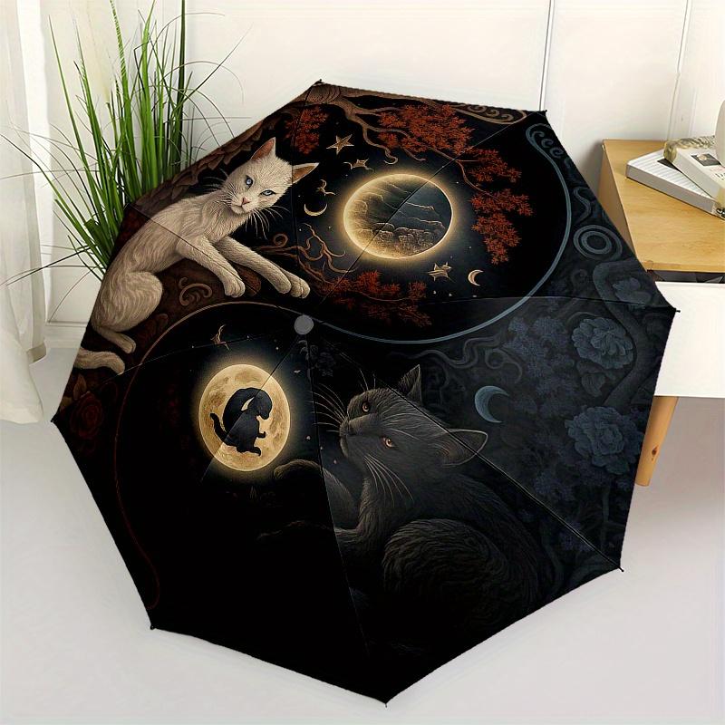

Yin-Yang Cats: Moonlit Harmony Wall Art PrintUmbrella, Portable 3-Fold Compact Umbrella for Men & Women Gift