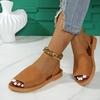 2025 New Summer Women Shoes Female Hot Sale Buckle Strap Women Sandals Casual Sandals Women New Peep Toe Flat Sandals