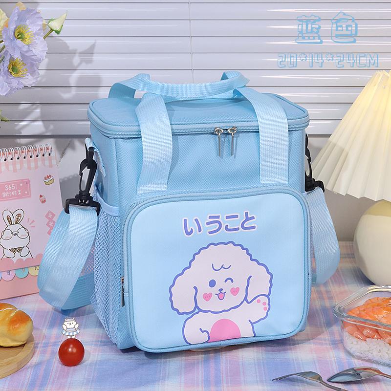 

Large Capacity Insulated Thick Aluminum Foil Lunch Box Bag Portable Student Cartoon Style Cartoon Cute Style Food Lunch Package синій