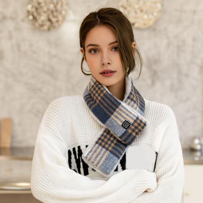 Winter Heated Scarf Men Women Rechargeable 3 Heat Settings Waterproof Neck Heating Pad Plaid Print Scarf