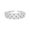 Factory  925 Sterling Silver Open Ring Custom Hollow Mesh Zircon Band Rings Adjustable Cubic  Finger Ring Custom Logo
