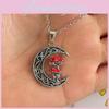 Trendy Summer 2023 Moon And Red Mushroom Pendant Necklace For Fashion Lovers