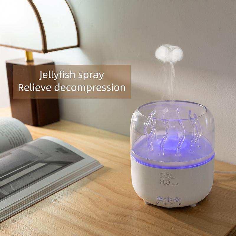 New V77 Multi Spray Mother Aromatherapy Machine Home Ultrasonic Atomization Humidification Colorful Flame Aromatherapy Machine.
