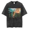 Tricou supradimensionat amuzant cu fața de păpușă uzată, fumând, unisex, pentru femei, streetwear, bumbac, tricou spălat vintage pentru tricouri unisex pentru femei