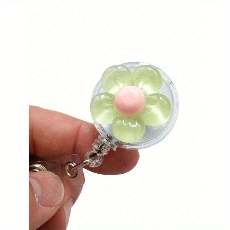 

1 шт. Милый кристалл в форме цветка, смола, пластик, выдвижная вращающаяся застежка, бейдж-ролик с вращающимся зажимом, для рабочего удостоверения, студенческого билета, подходит 1 Piece Green разноцветный