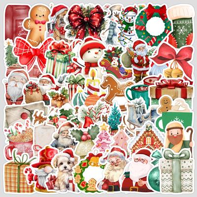 50 Christmas Decoration Graffiti Stickers Mobile Phone Computer Waterproof Stickers Christmas Holiday Stickers
