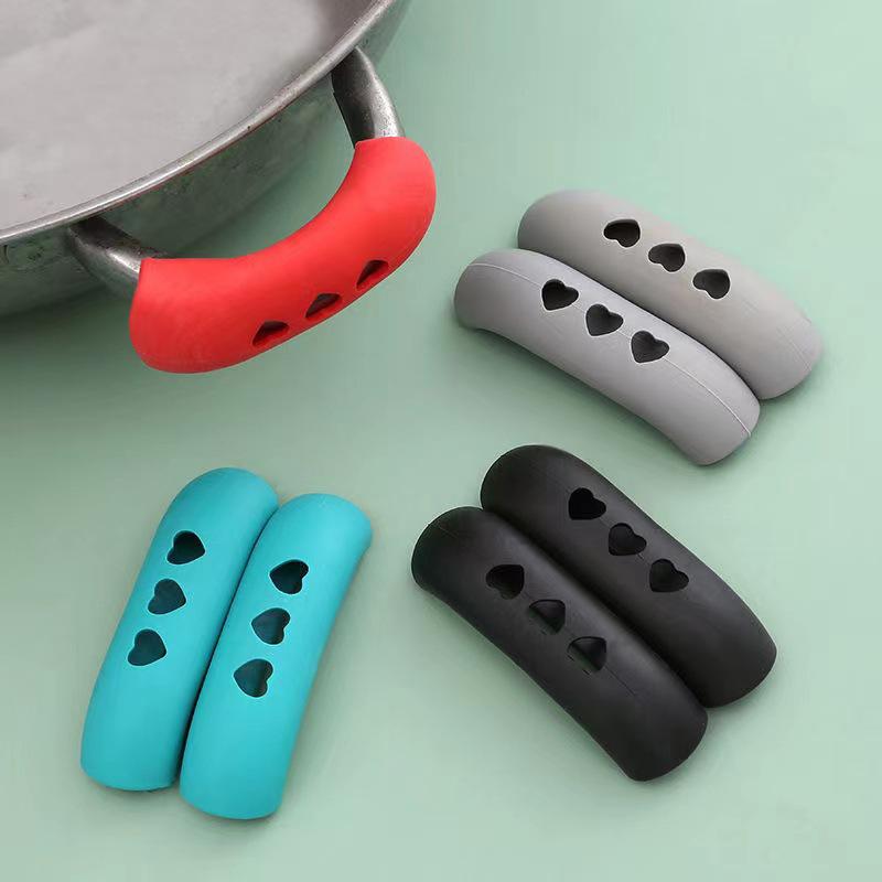 4/8/12Pcs Silicone Pan Handle Cover Heat Insulation Cover Pot Ear Clip Non-slip Steamer Casserole Pan Handle Holder Kitchen Tool