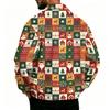Men's Casual Corduroy Work Jacket with Pockets, Zip-Up Long Sleeve Coat, Christmas Print