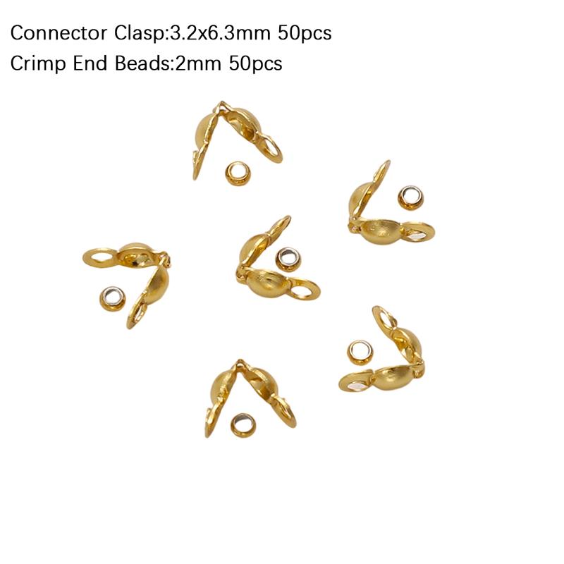 100Pcs Stainless Steel Buckle Positioning Bead, Clasp Connector for Chain Jewelry