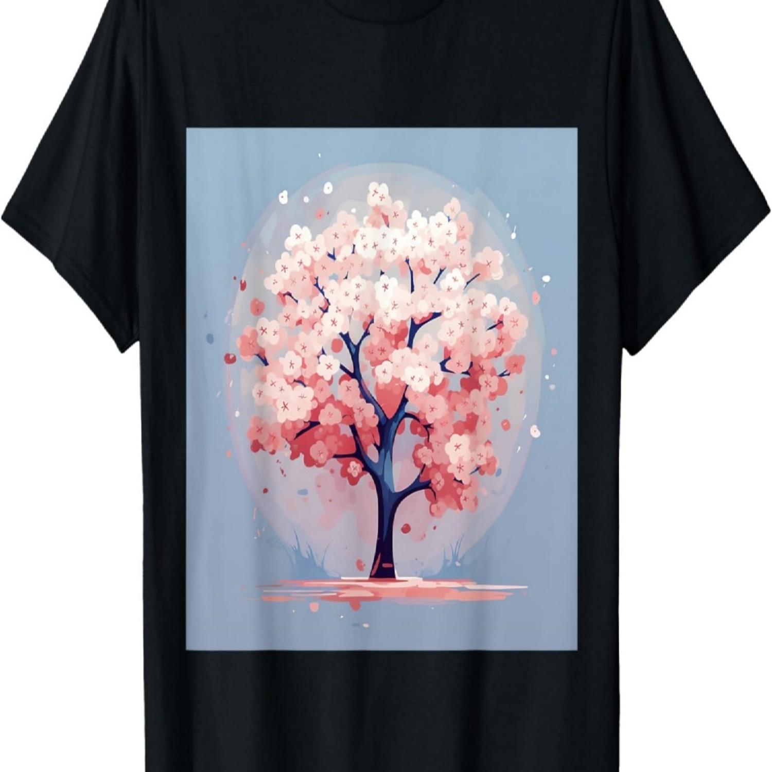 Serenity in Bloom Enchanting Pastel Cherry Blossom Tree T-Shirt S