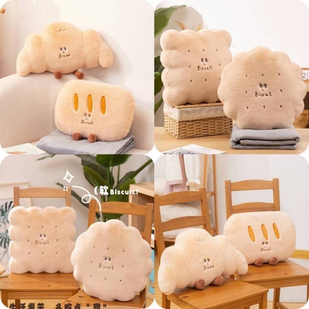 Soft Cow Horn Pillow Plush Air Conditioner Cushion Bread Pillow Blanket  For Bed and Sofa Decor