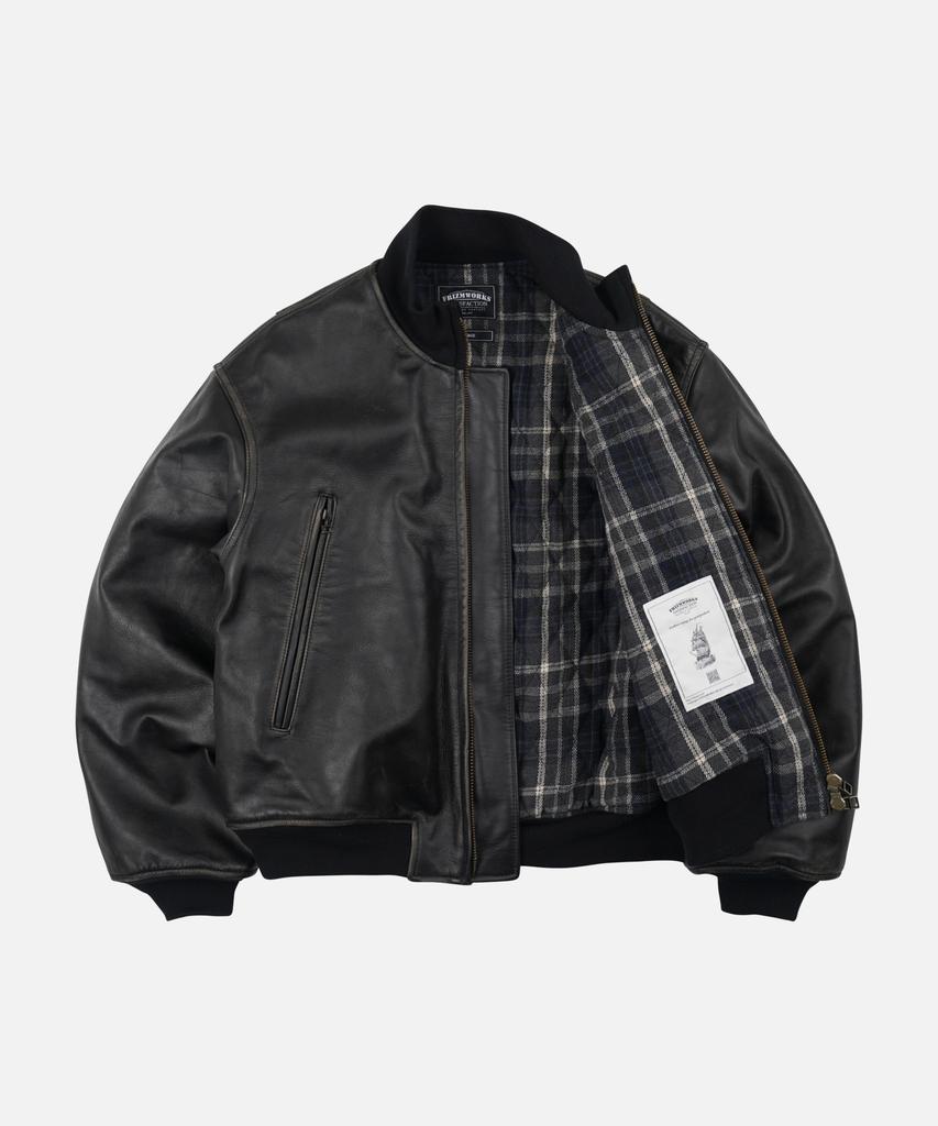FRIZMWORKS Patina Cowhide Tanker Jacket _ Washed Black