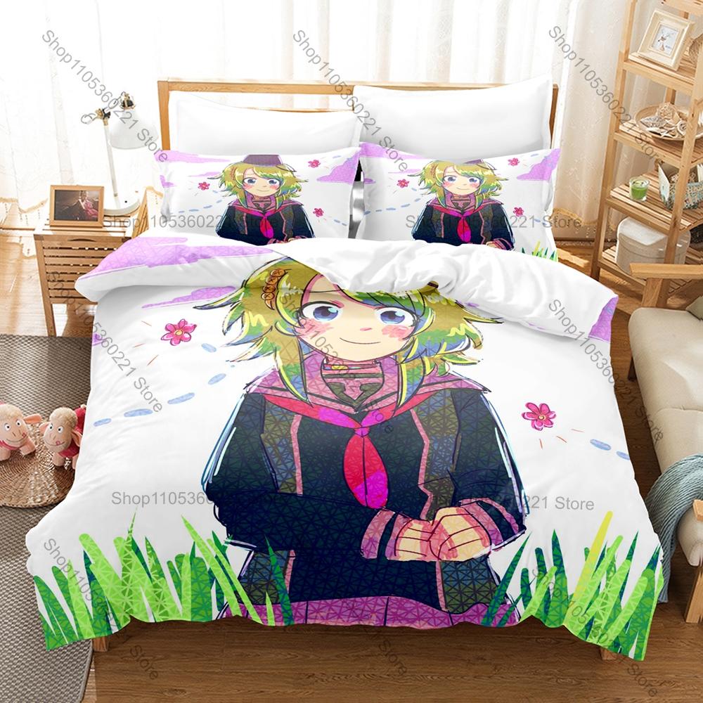 Cute Scared Teen Graphic Kanna Kizuchi Your Turn to Die Psychological Horror Game Bedding Set Duvet Cover With 2 Pillowcases