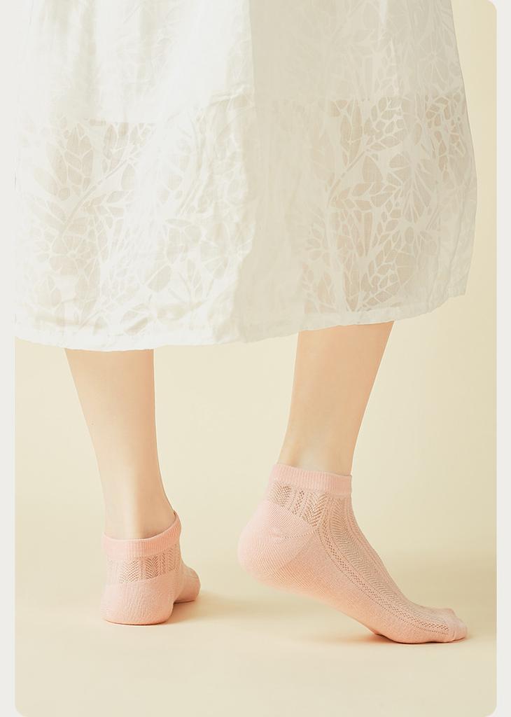Mesh Cotton Women's Socks: 5 pairs of shipping socks, summer thin breathable boat socks, invisible shallow mouth anti drop heel socks