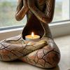 Estatueta de Meditação Yoga Mulheres Sentadas Abstratas Escultura de Estátua de Resina Decoração de Ornamento Zen para Interior Exterior Sala de Yoga