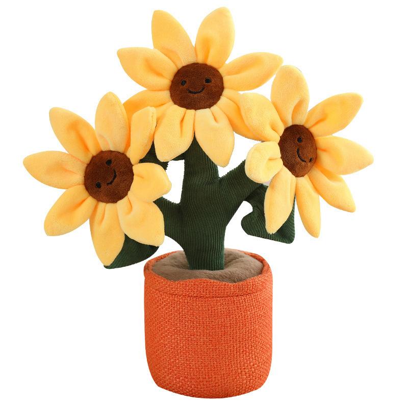 Cartoon Smile Sunflower Doll Plush Toy Sunflower Pot Doll Home Decoration Ornament Ragdoll Doll