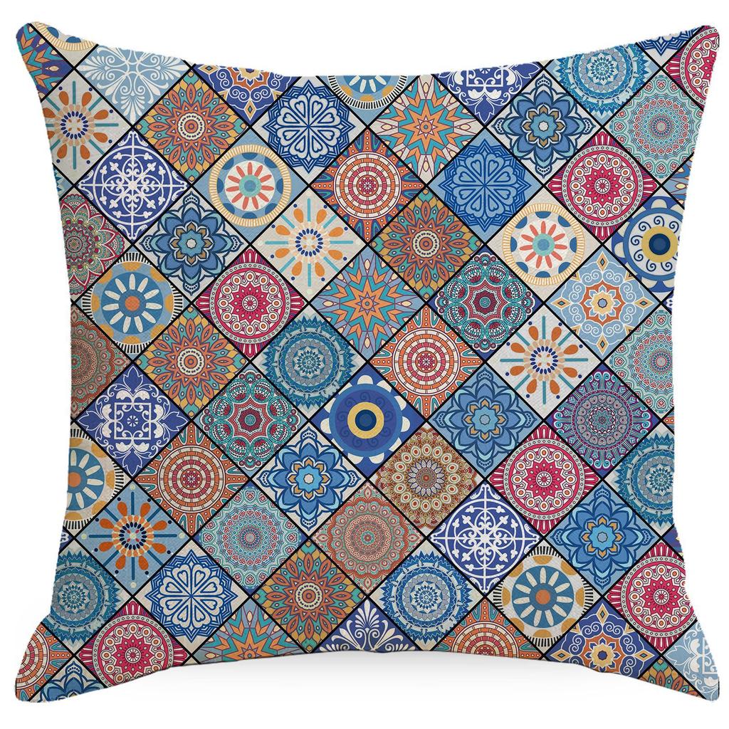 Ethnic Bohemian Pillowcase Living Room Sofa Bedroom Backrest Single-sided Linen Geometric Graphic Retro Pillow