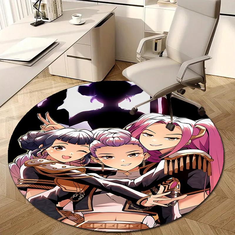 1pc KPop Demon Hunters13 Design Printed Area Round Carpet for Bedroom Living Room Home Decor Rugs Mat Non Slip Mat Rug for Bedside