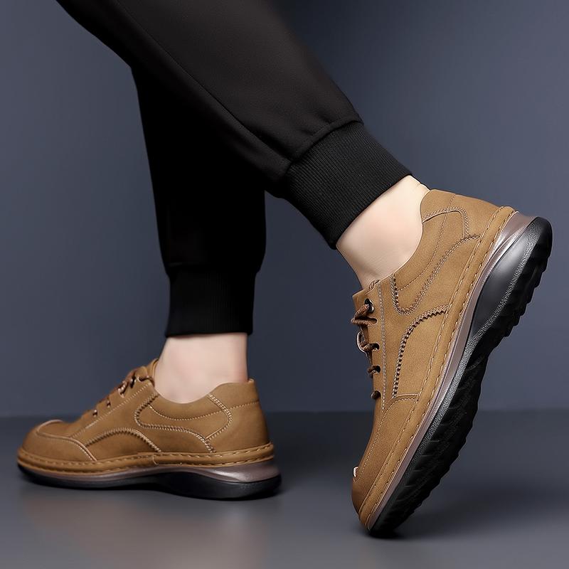 Fashion Comfortable Walking Shoes Non-Slip Formal Dress Shoes Men's Breathable Casual Lace-Up Shoes Men Casual New  Business Flats