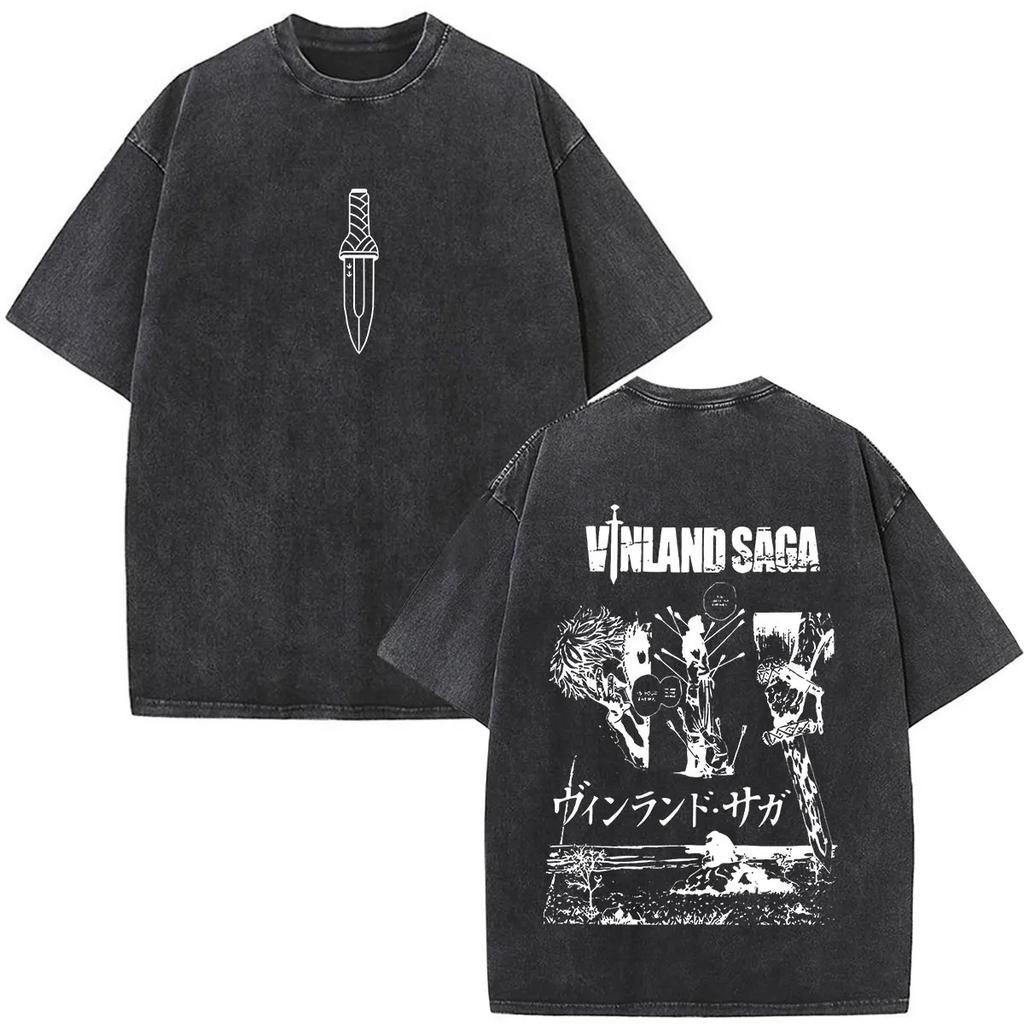Summer Fashion Mens Women Casual Oversized Tshirts Anime Vinland Saga Tshirt Manga Thorfinn Karlsefni Vintage Washed T Shirt
