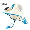 Breathable Mesh Sun Hat Kids Cap with Built-in Solar Fan, Wide Brim Protection Cooling Baby Hiking Hat, Fabric Summer Cartoon Pattern, Shawl