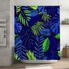 Tropical Leaves Shower Curtain Fabric Waterproof Bath Decor With Black Blue Green Colors 72X84 Inches (180Cm X 213Cm)