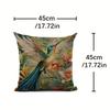 1Pc Art Nouveau Hummingbird Pillow Cover, 2D Double-Sided Print Polyester Throw Pillow Case, Vintage Botanical Decor, Sophistica