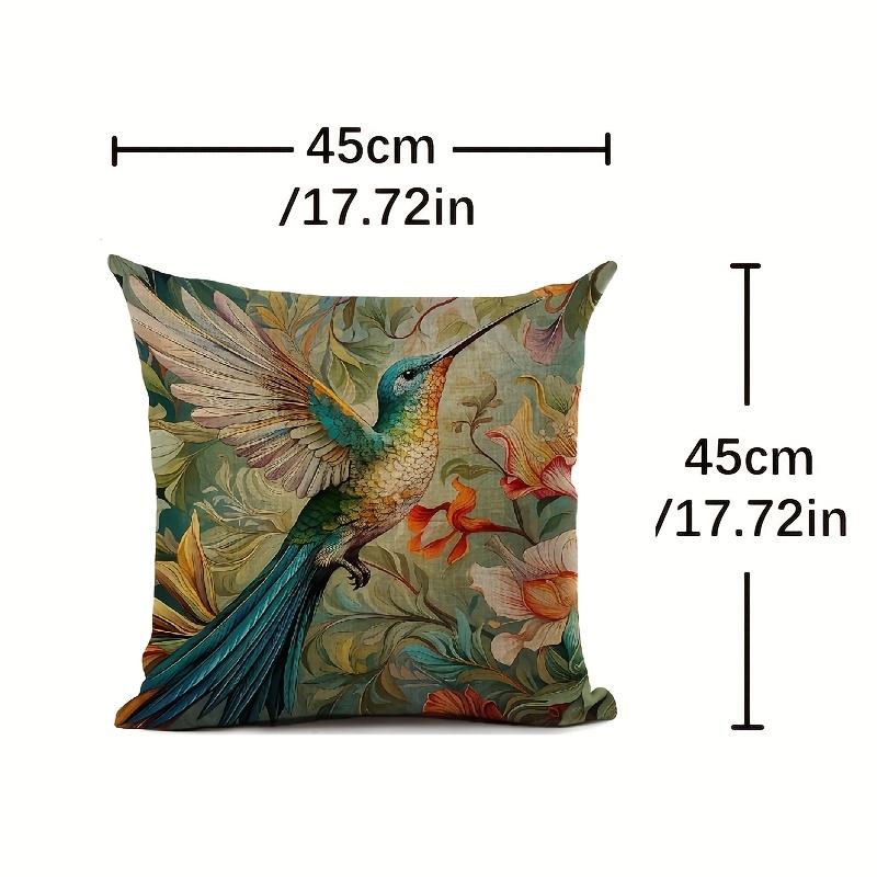 1Pc Art Nouveau Hummingbird Pillow Cover, 2D Double-Sided Print Polyester Throw Pillow Case, Vintage Botanical Decor, Sophistica