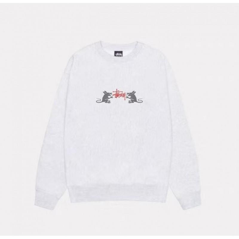STU26 Otoño Invierno Unisex Oversized Algodón Cuello Redondo Sudadera de Manga Larga Adolescentes Adultos