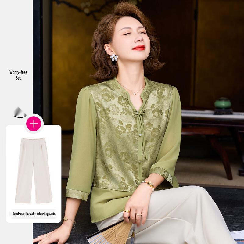 Paster Elegant New Chinese Style Short Sleeve Women s Set XL