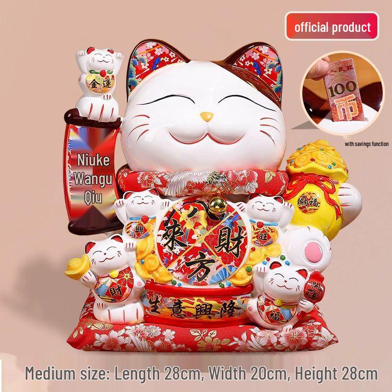 Chinese Lucky Cat Ceramic Piggy Bank
