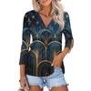 Women's Casual Fashion Floral Print Three-quarter Sleeve Button Cardigan Top