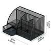 Mesh Pen Holder Multipurpose Sturdy 6 Compartments for Office Classroom Pens black