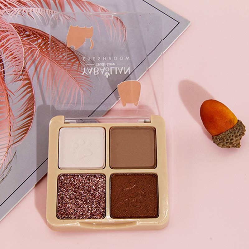 

4-цветные тени для век, симпатичные кошачьи лапки, доступные по цене, для студентов, четырехцветные перламутровые матовые портативные тени для век