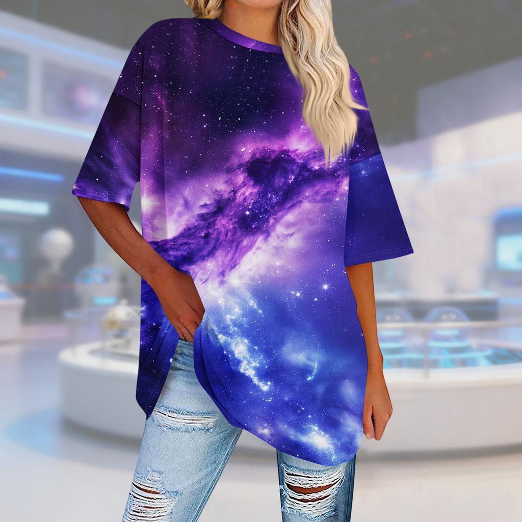 Damski T-shirt Tee Nadruk Krótki Rękaw Codzienny Weekendowy Moda Podstawowy Regularny Top St. dzień Patryka