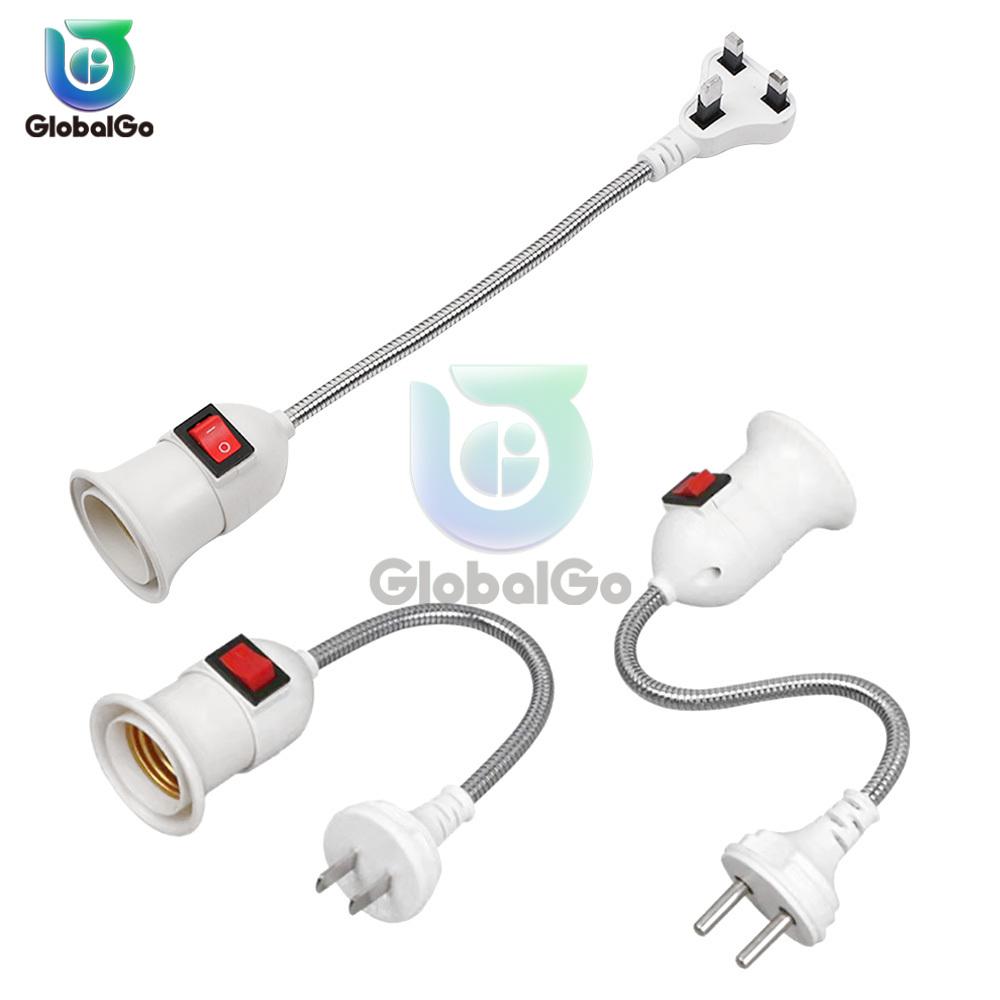 E27 Socket Lamp Bulb Holder Light Socket With Switch EU US Plug Lamp Holder Energy Saving Lampada LED Table Lamp Led Base