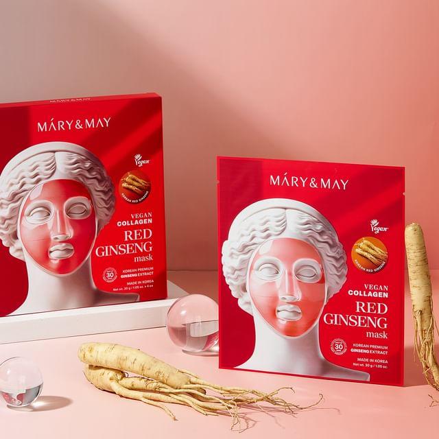 Mary&May Набор масок с веганским коллагеном и красным женьшенем 30g x 4 sheets