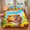 3pcs Capybara Sunflower Field Duvet Cover Set -Includes 1 Duvet Cover and 2 Pillowcases, No Quilt Core, All-Season Home Decor  yy251111175