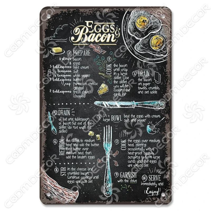 Eat Breakfast at Night Funny Sign, Kitchen Wall Decor Metal Plaque 20x30cm