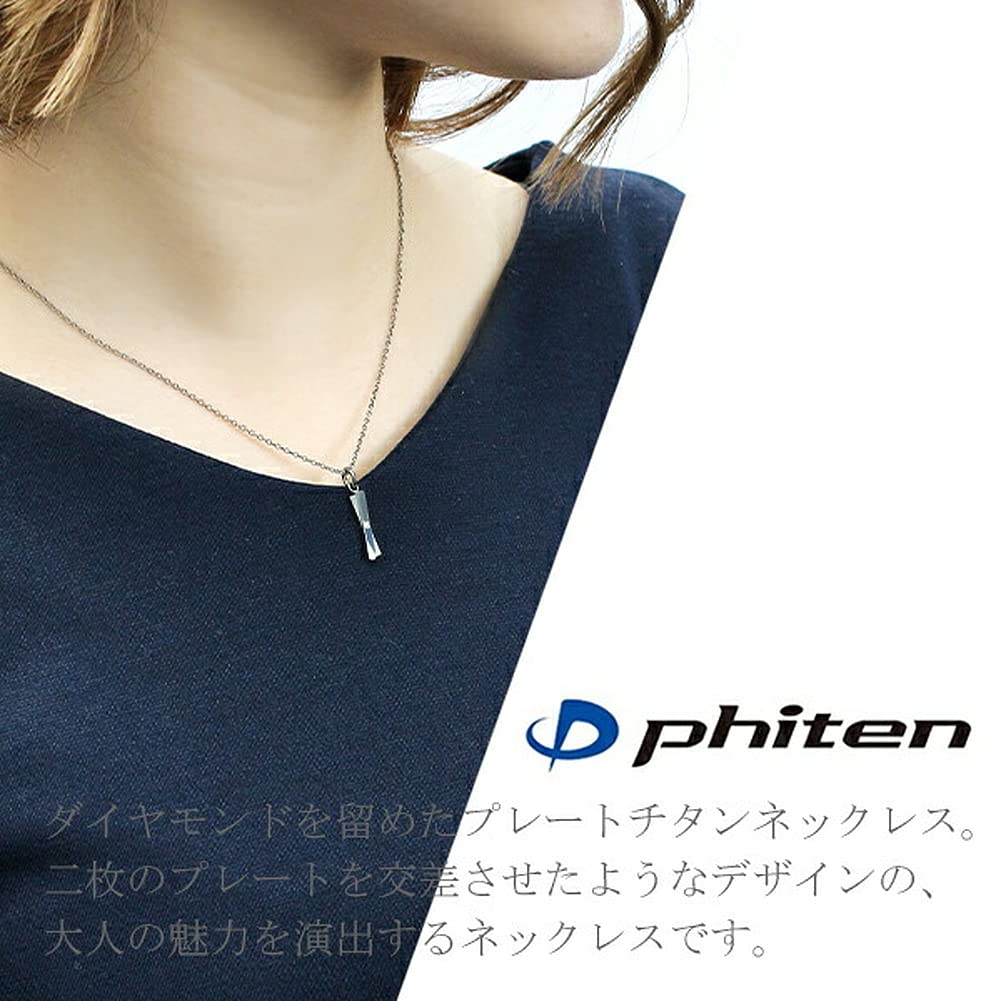 fe-fe x phiten [Special Edition] Phiten Cross Plate Diamond Titanium Necklace for Women, Simple Top, Sports Cross