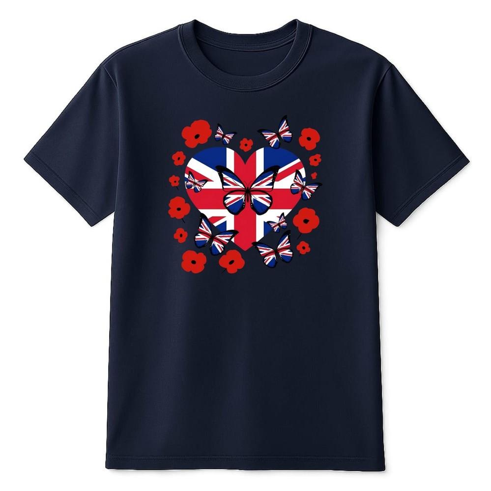 Union Jack Butterfly British Britain Flag Unisexs TShirt Patriotic Outwear Gifts S