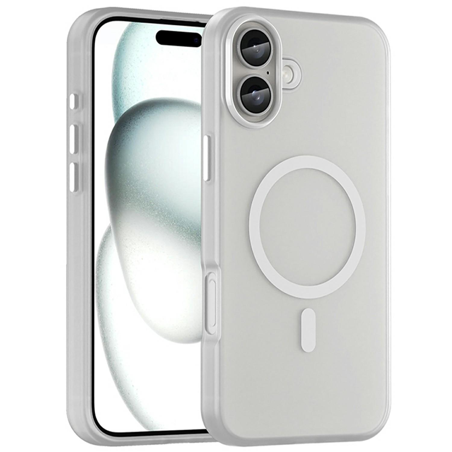 

For iPhone 16 Plus Case Compatible with MagSafe TPU+PC Slim Matte Translucent Phone Cover White