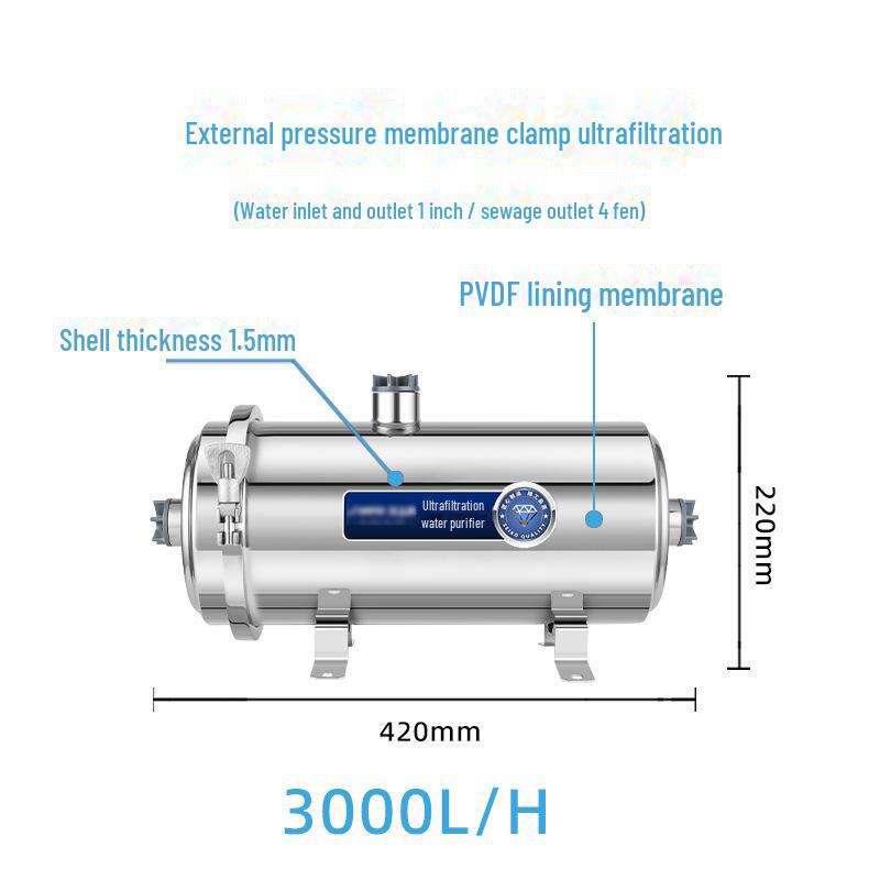 Stainless Steel Whole House Ultrafiltration Water Purifier for Tap, Well, and Outdoor Use
