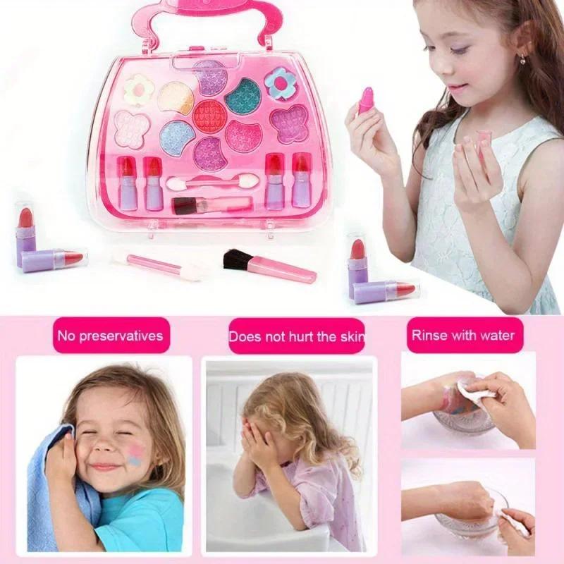 Kids Makeup Kit For Girl Washable Kids Makeup Kit Girl Toys Real Little Girls Makeup Kit For Kids Children Princess Play Makup