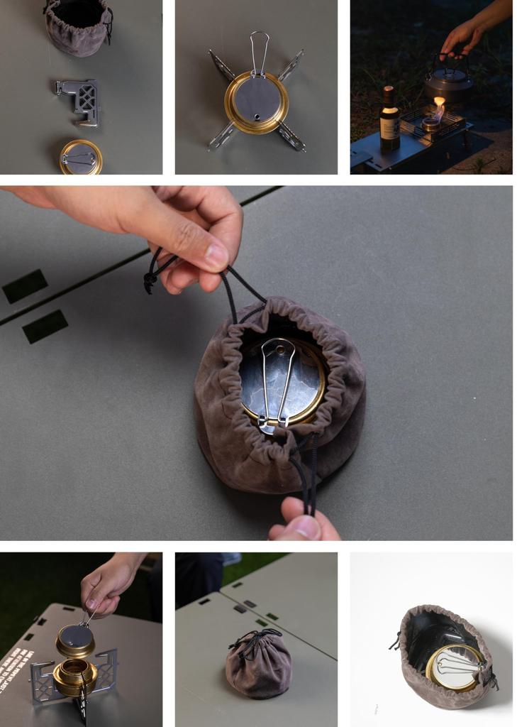 CAMPING MOON Alcohol Burner with Storage Bag, Stainless Steel Trivet, Cross Trivet, Compact Alcohol Stove AS-GT-DFP